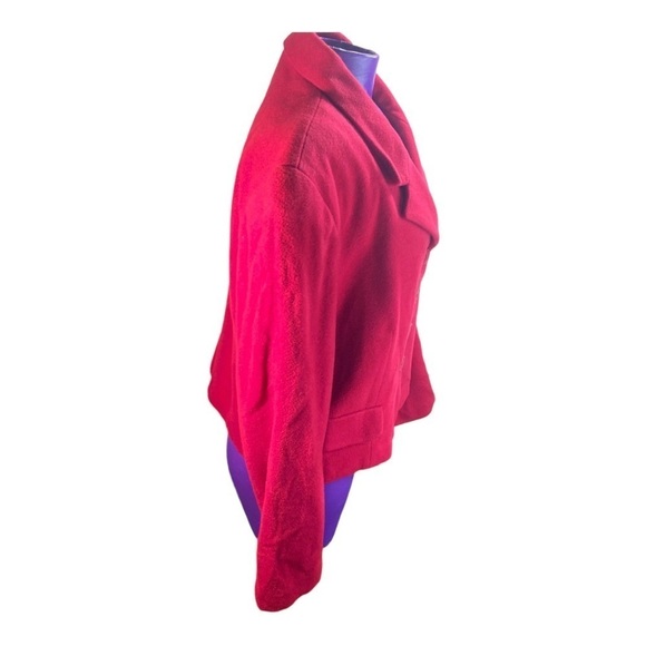 Finity vintage red wool cashmere button up cropped blazer 10 - Picture 4 of 10